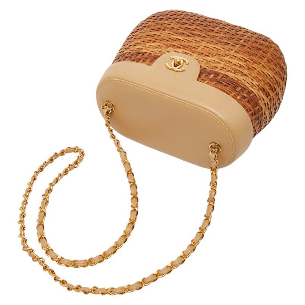 Chanel Coco Mark Chain Shoulder Bag, Basket Brown, Beige, Rattan, Leather, Wo... - Picture 8 of 12
